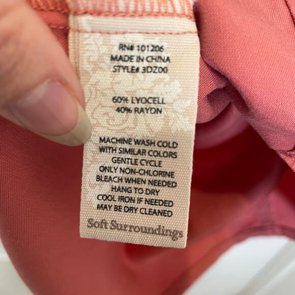 Soft Surroundings Halsey Tencel Button Down Tunic Shirt Rose Pink NEW LP - Picture 4 of 5